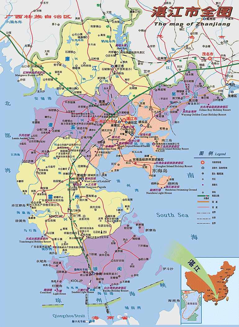 湛江旅游地图-目的地指南,吾爱旅游网5iucn.co